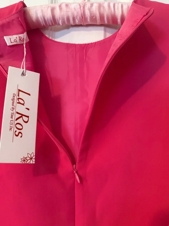 La’Ros Pink Feather Trim Crop Top NWT size large - Picture 3 of 9